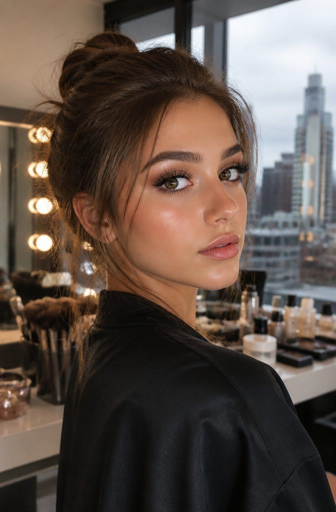 20 Makeup Looks for 2026: The Ideas Shaping Next Year's Beauty 19 Model showcasing full lashes in a beauty studio.