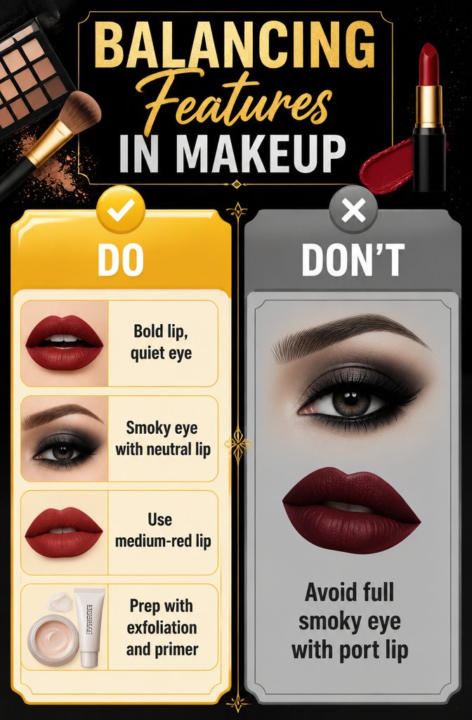 An infographic illustrating how to balance makeup features.