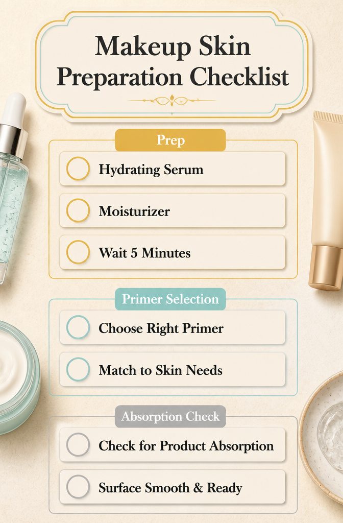 An infographic detailing a makeup skin preparation checklist.