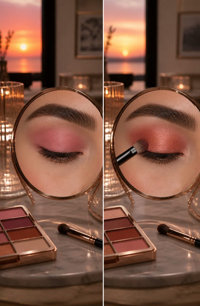 Pink Smokey Eye Makeup Tutorial: 14 Steps for a Soft, Bold Look 4 Orange eyeshadow applied to the outer third of the eyelid.